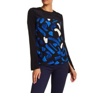 GREY Jason Wu Marine Multi Color Block Print Silk Blouse Top Size 6